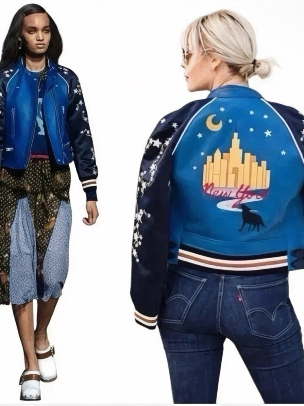 Coach 1941 Cityscape Lamb Leather Jacket Star Sleeve Blue Runway Women’s 2